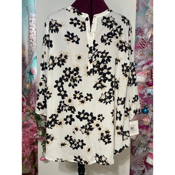 Ellen Tracy Tops - Ellen Tracy Floral Blouse Womens 1X NWT Split Neck 3/4 Sleeve ETWH63059T